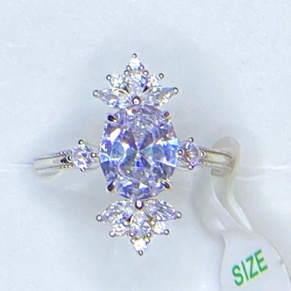 925 Solid Sterling Silver Diamond CZ Ring Size 8